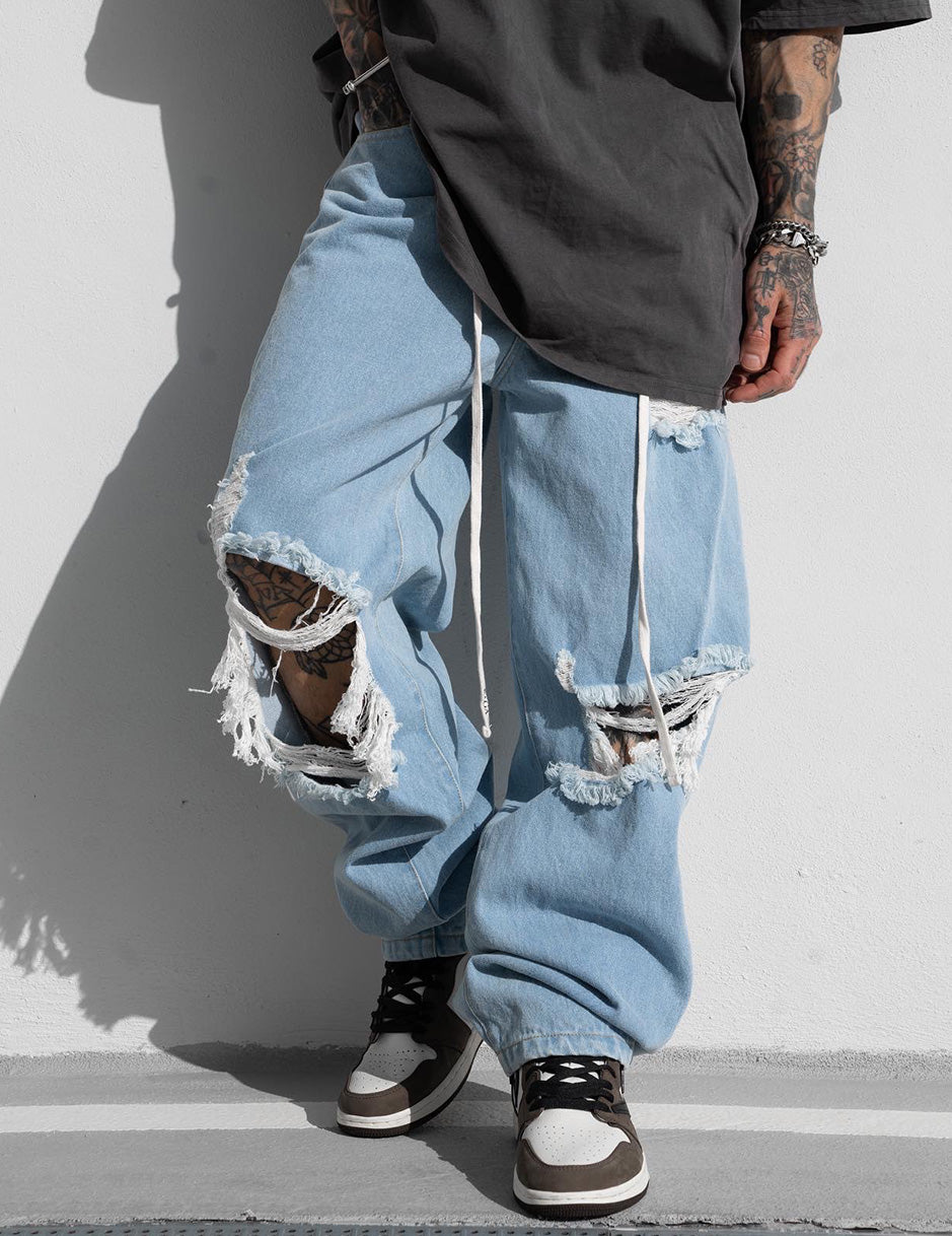 Oversized Destroyed Jeans Light Blue